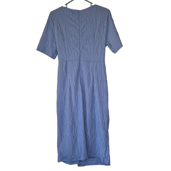 3/$20 SHEIN Blue Calf Length Faux Wrap Short Sleeve Dress - Picture 2 of 4